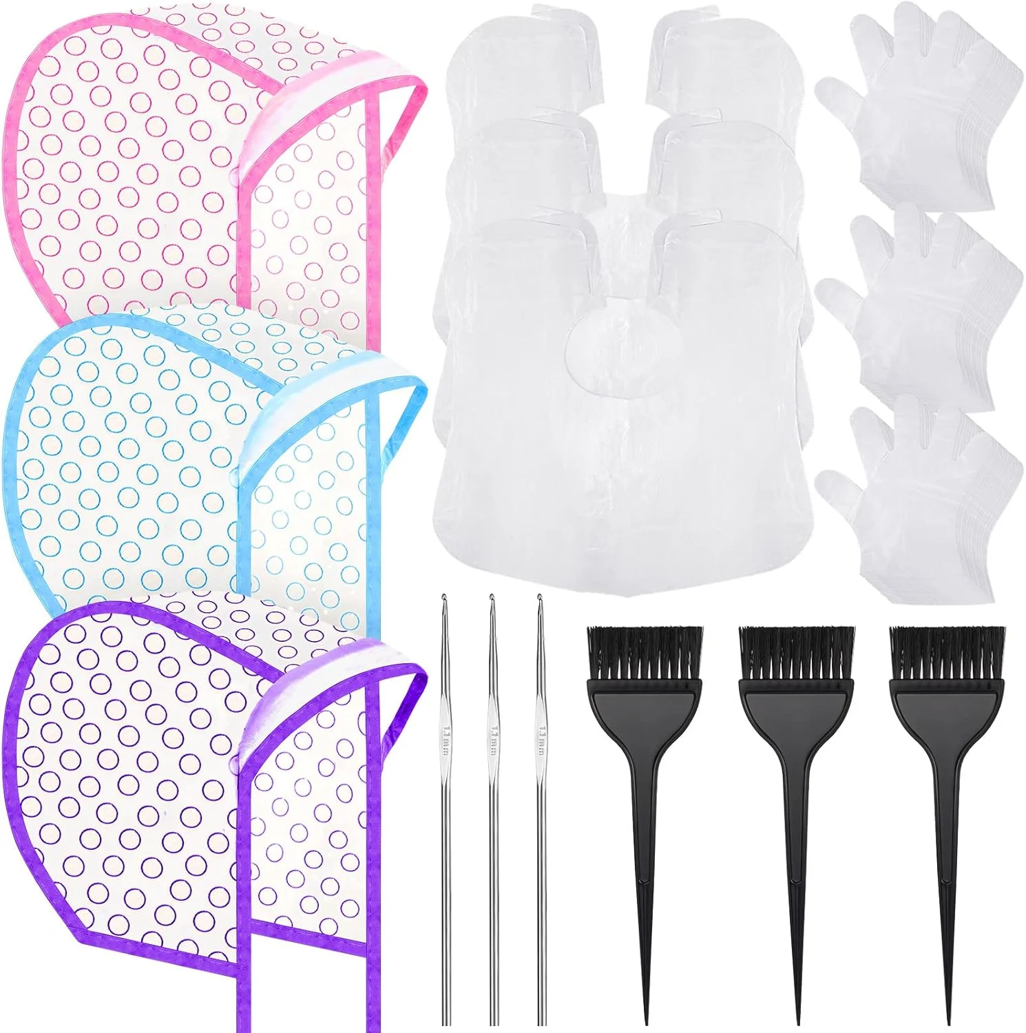 بوآئو، 3 ست کیت رنگ مو شامل 3 عدد کلاه رنگ مو PVC با 3 عدد ابزار حالت دهی، 3 عدد شال یکبار مصرف رنگ مو، 3 جفت دستکش، 3 عدد برس رنگ مو برای رنگ کردن مو (رنگ های متنوع) بوآئو، 3 ست کیت رنگ مو شامل 3 عدد کلاه رنگ مو PVC با 3 عدد ابزار حالت دهی، 3 عدد شال یکبار مصرف رنگ مو، 3 جفت دستکش، 3 عدد برس رنگ مو برای رنگ کردن مو (رنگ های متنوع)