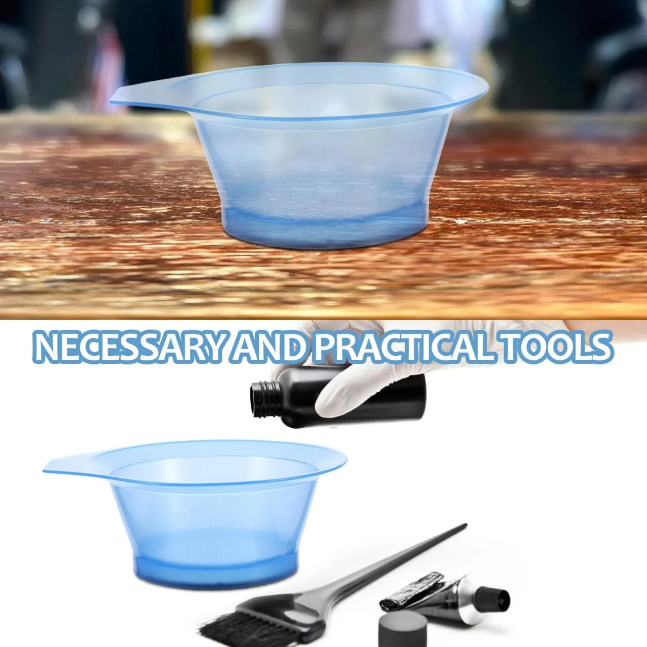 مجموعه ۶ عددی کاسه رنگ مو شفاف کالارون، کاسه های مخلوط کننده کاربردی برای رنگ کردن مو، قابل شستشو و استفاده مجدد برای آرایشگاه ها و رنگ کردن مو در خانه