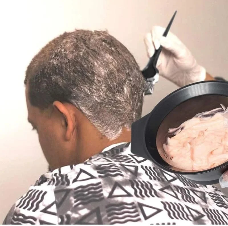 ست برس رنگ مو 4 عددی به همراه کاسه رنگ مو و ابزار رنگ آمیزی مو با گوش پوش و همزن