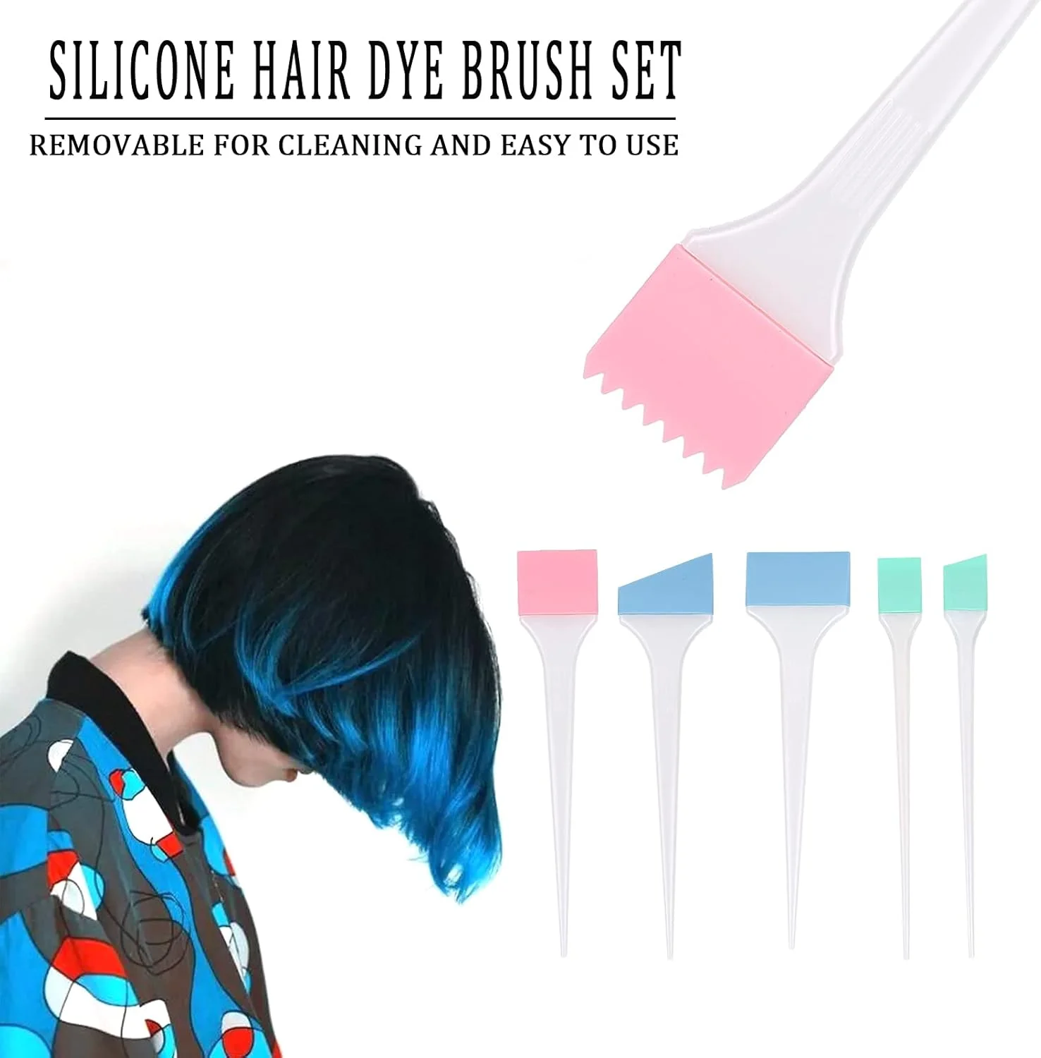 مجموعه 6 عددی برس رنگ مو Brrnoo، برس رنگ مو سیلیکونی، کیت کاسه مخلوط، شانه رنگ، مناسب برای سالن و استفاده خانگی