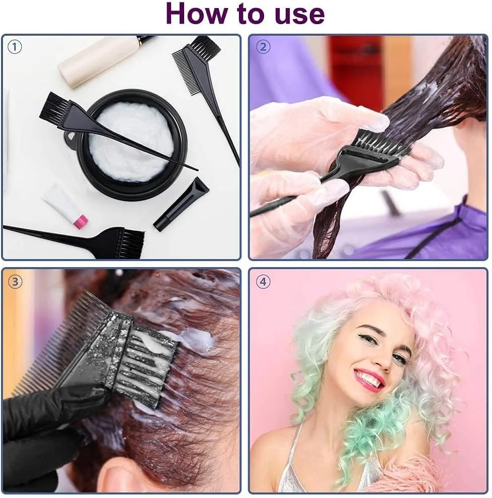 ست کاسه و برس رنگ مو، 4 تکه شامل کاسه رنگ، برس رنگ مو، شانه رنگ برای رنگ کردن و استفاده از رنگ مو ست کاسه و برس رنگ مو، 4 تکه شامل کاسه رنگ، برس رنگ مو، شانه رنگ برای رنگ کردن و استفاده از رنگ مو