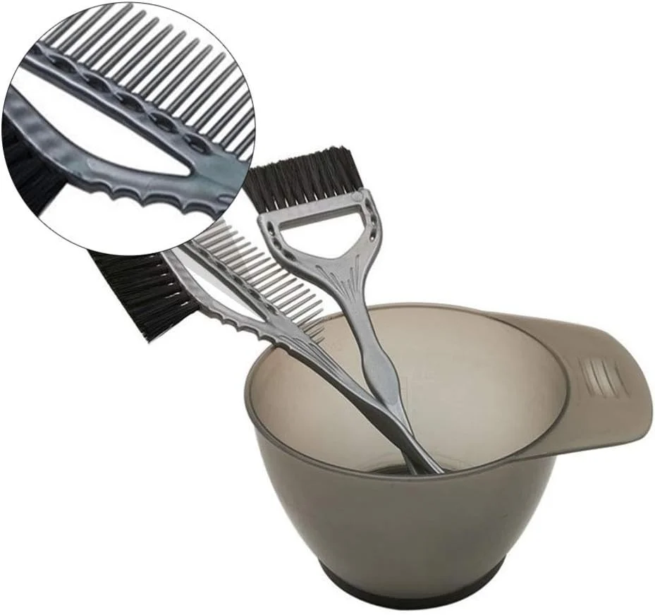 کیت رنگ مو شامل کاسه و برس رنگ مو، برس رنگ مو و شانه، ابزار رنگ موی حرفه ای مناسب استفاده در خانه و سالن، 3 تکه