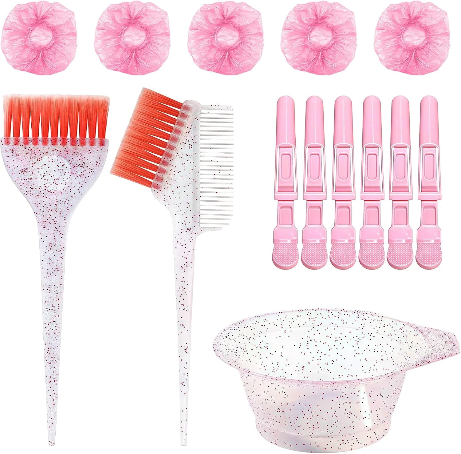 ست رنگ مو 5 تکه، مجموعه ابزار رنگ مو شامل کاسه ترکیب رنگ، برس رنگ، شانه رنگ، گیره مو، کلاه رنگ مو، استفاده آسان برای رنگ کردن حرفه ای مو، روشن کردن، DIY، ابزار سالن (صورتی) ست رنگ مو 5 تکه، مجموعه ابزار رنگ مو شامل کاسه ترکیب رنگ، برس رنگ، شانه رنگ، گیره مو، کلاه رنگ مو، استفاده آسان برای رنگ کردن حرفه ای مو، روشن کردن، DIY، ابزار سالن (صورتی)