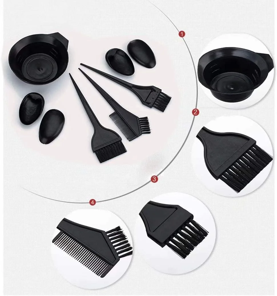 ست ابزار رنگ مو شامل برس، کاسه و شانه دو طرفه، 6 تکه ست ابزار رنگ مو شامل برس، کاسه و شانه دو طرفه، 6 تکه