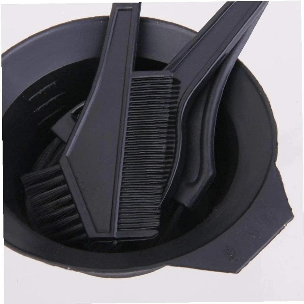 کیت رنگ مو شامل برس رنگ، شانه، گوش گیر و کاسه ترکیب رنگ برای استفاده حرفه ای در سالن یا منزل (مشکی)، مجموعه ابزار آرایشی کیت رنگ مو شامل برس رنگ، شانه، گوش گیر و کاسه ترکیب رنگ برای استفاده حرفه ای در سالن یا منزل (مشکی)، مجموعه ابزار آرایشی