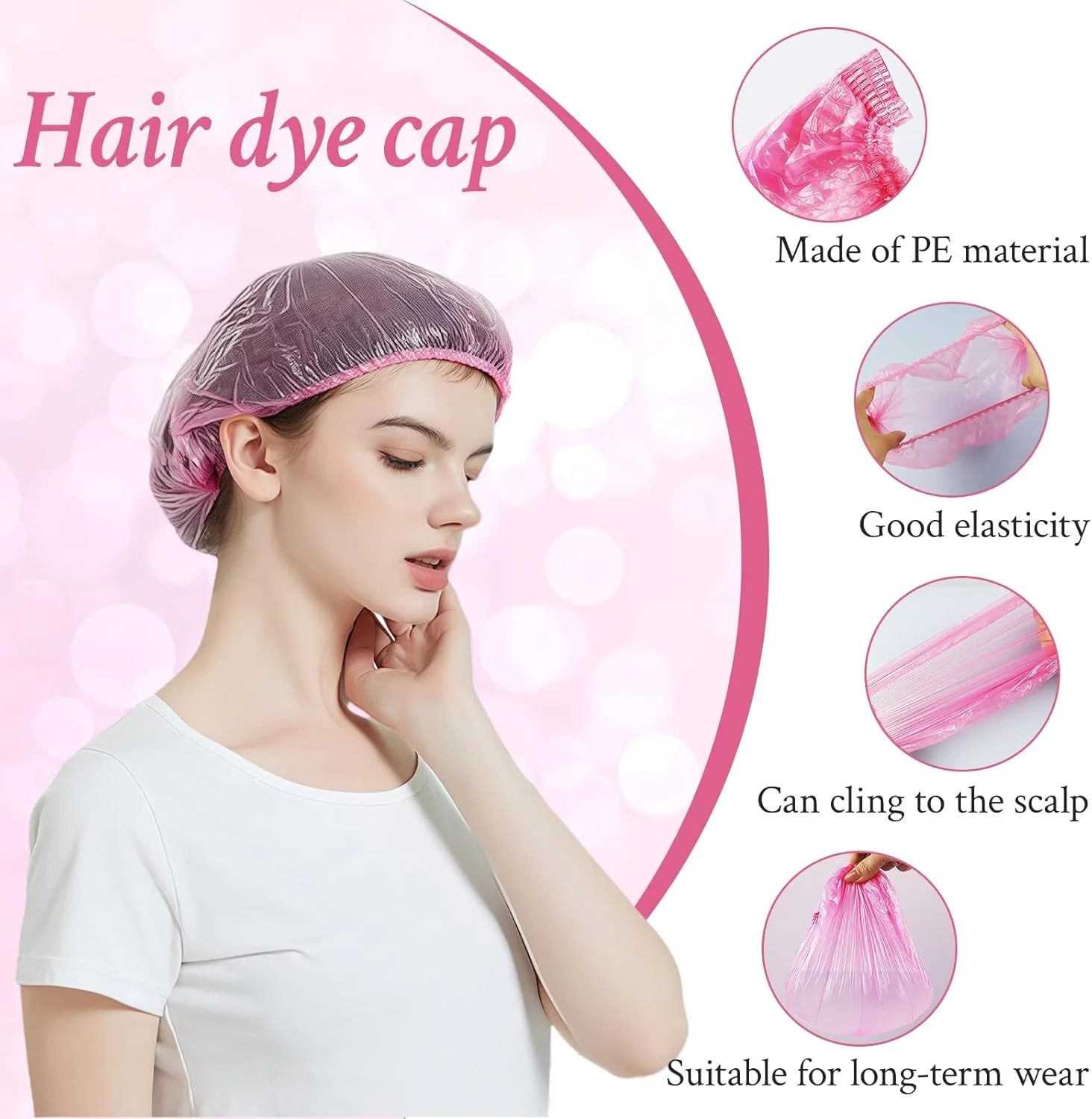 ست رنگ مو 5 تکه، مجموعه ابزار رنگ مو شامل کاسه ترکیب رنگ، برس رنگ، شانه رنگ، گیره مو، کلاه رنگ مو، استفاده آسان برای رنگ کردن حرفه ای مو، روشن کردن، DIY، ابزار سالن (صورتی)