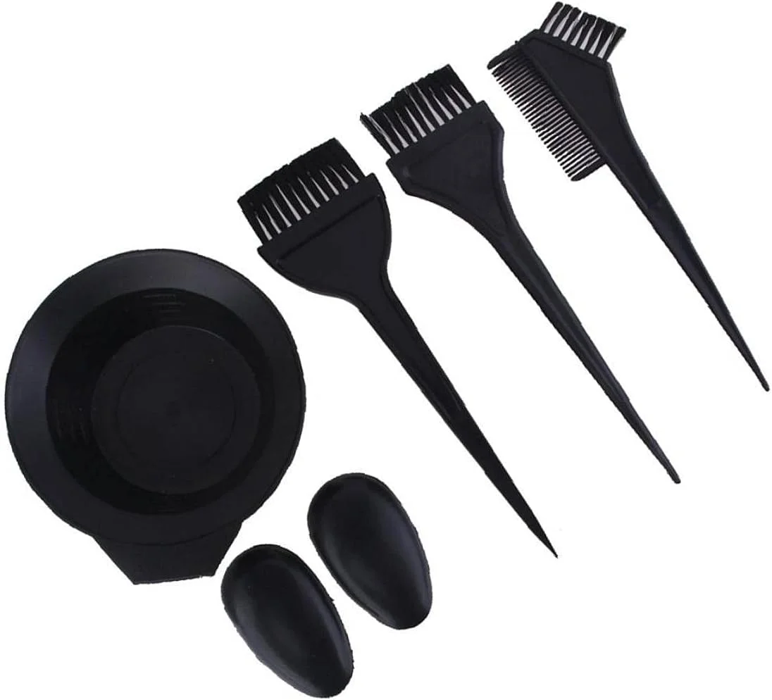کیت رنگ مو شامل برس رنگ، شانه، گوش گیر و کاسه ترکیب رنگ برای استفاده حرفه ای در سالن یا منزل (مشکی)، مجموعه ابزار آرایشی کیت رنگ مو شامل برس رنگ، شانه، گوش گیر و کاسه ترکیب رنگ برای استفاده حرفه ای در سالن یا منزل (مشکی)، مجموعه ابزار آرایشی