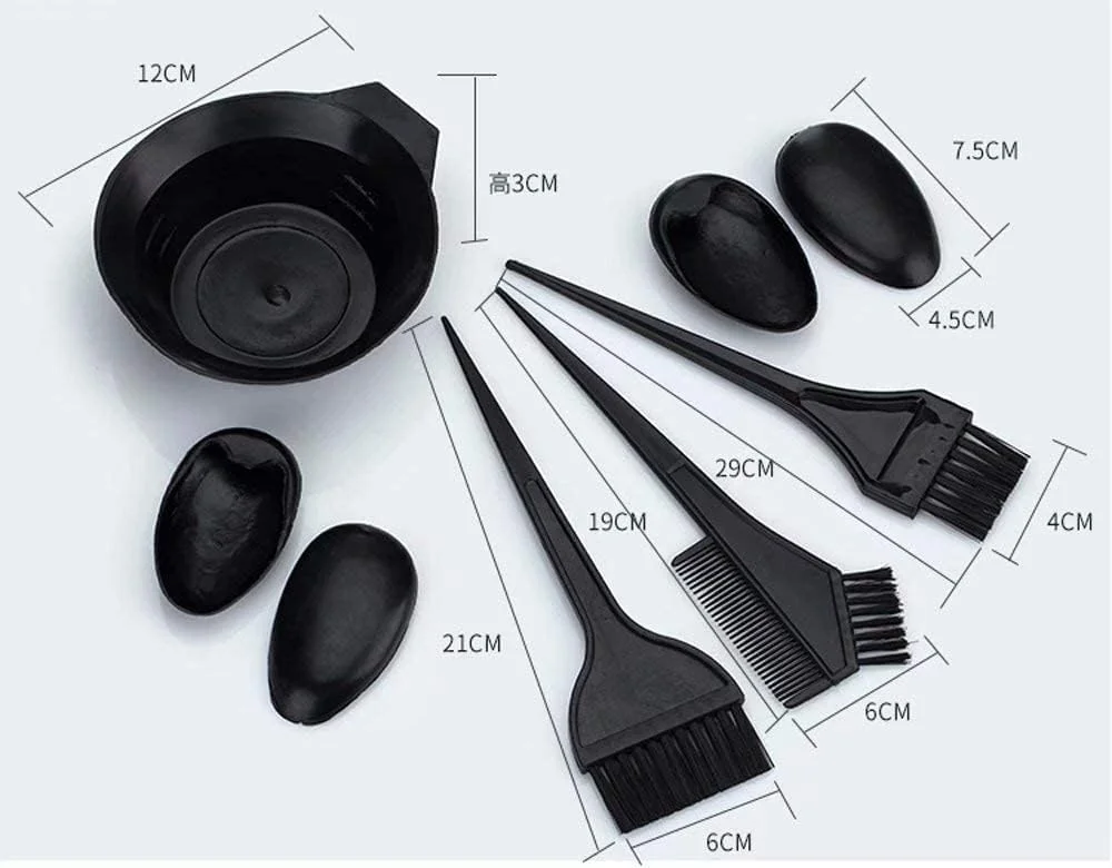 ست ابزار رنگ مو شامل برس، کاسه و شانه دو طرفه، 6 تکه ست ابزار رنگ مو شامل برس، کاسه و شانه دو طرفه، 6 تکه