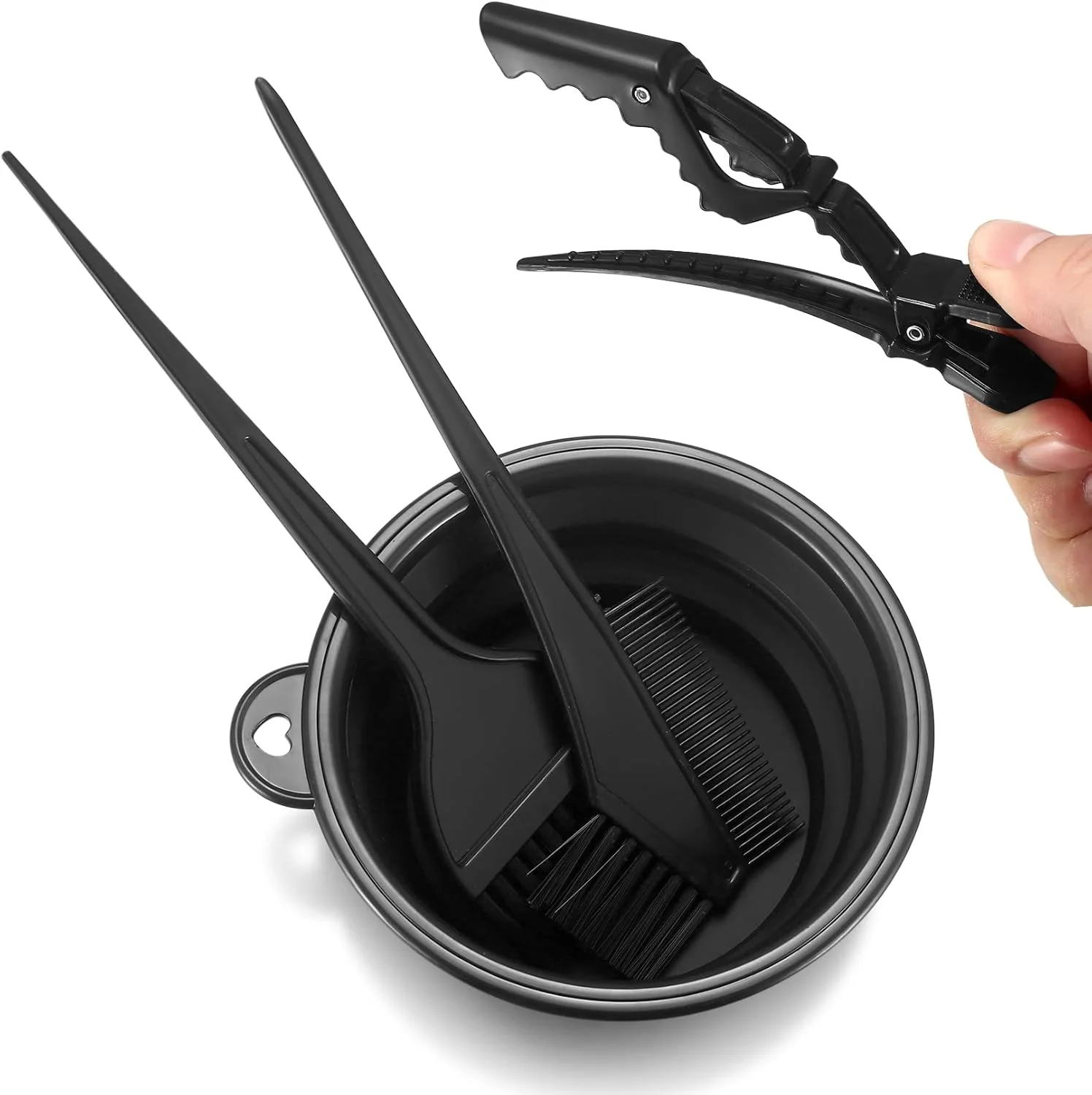 ست ۱۸ تکه ابزار رنگ مو، ابزار رنگ کردن مو، ست ابزار سفید کننده مو سالن زیبایی DIY، ست کاسه و برس رنگ مو، شامل کاسه مخلوط کن، پوشش گوش، شال مو، دستکش، گیره مو