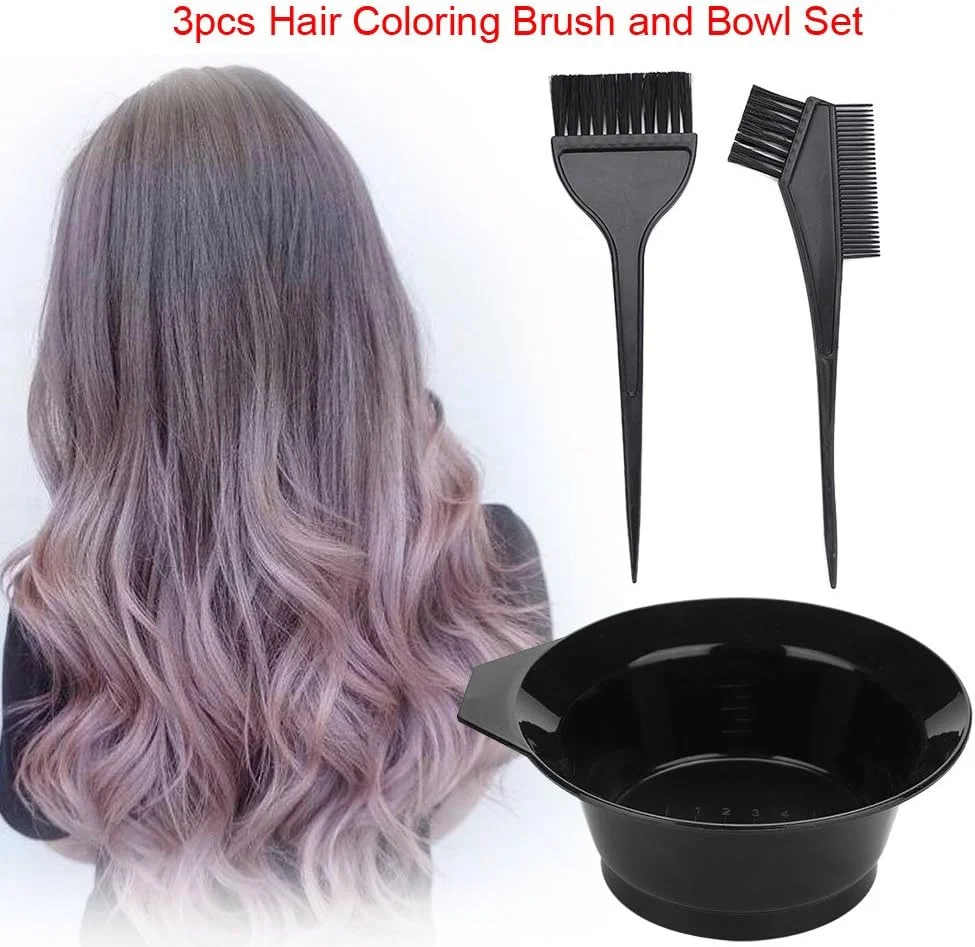 دیوچه ست رنگ مو 3 تکه، برس و کاسه رنگ مو حرفه ای سالنی - برس رنگ و شانه / کاسه مخلوط / ابزار رنگ، ابزار برای رنگ کردن، دکلره و روشن کردن مو