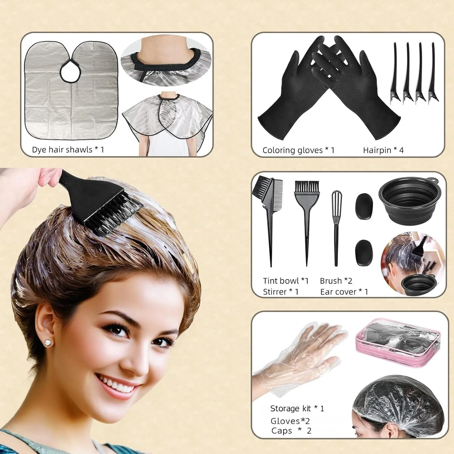 ست رنگ موی حرفه ای Duomama با کیفیت سالنی: مجموعه 14 تکه برای رنگ کردن مو در خانه | شامل برس، کاسه و ابزار برای نتایج رنگ آمیزی | تجربه آسان رنگ کردن مو به صورت شخصی