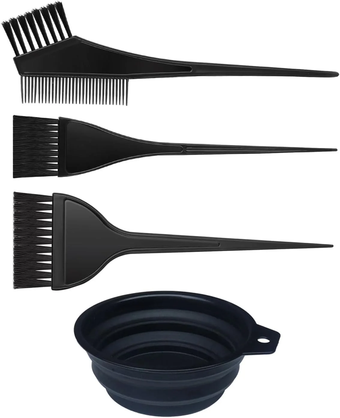 ست ۴ تکه برس رنگ مو کموز، کاسه تاشو، برس رنگ مو، شانه رنگ مو برای رنگ کردن موی DIY در سالن و ابزار آرایشگری سالن خانگی