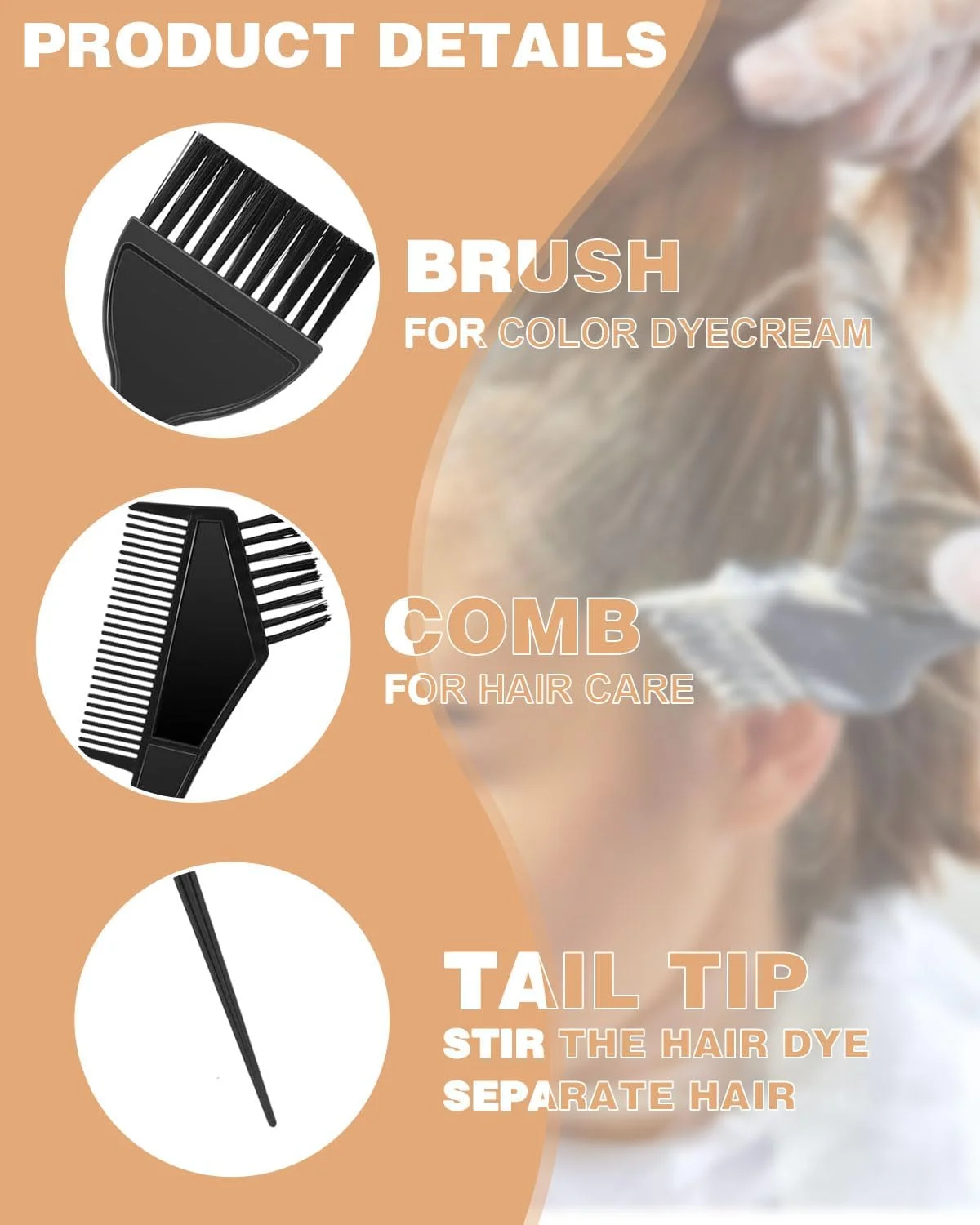 ست ۴ تکه برس رنگ مو کموز، کاسه تاشو، برس رنگ مو، شانه رنگ مو برای رنگ کردن موی DIY در سالن و ابزار آرایشگری سالن خانگی