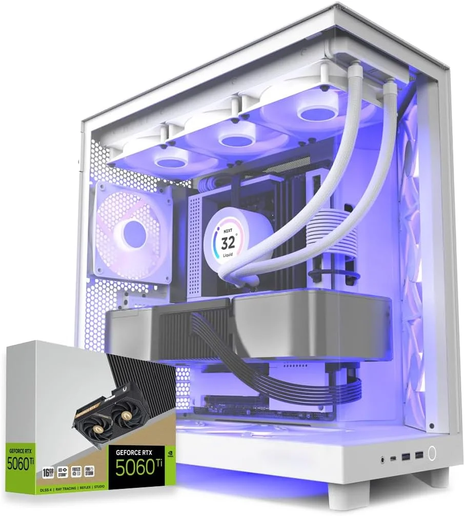 ایستگاه کاری 1st Wave Xtreme - Intel Core i9-14900K، 64 گیگابایت رم DDR5، 1 ترابایت NVMe SSD + 1 ترابایت SDD، کارت گرافیک Nvidia RTX5060 Ti 16GB - Win11 Pro، 1+ - برای مدل سازی سه بعدی، یادگیری عمیق (سفید) (ارتقا یافته)