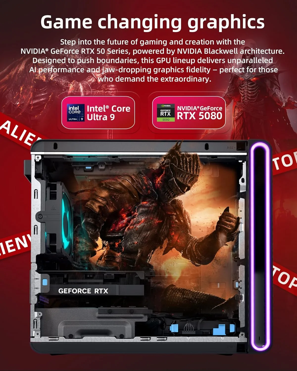 کامپیوتر رومیزی گیمینگ Alienware Aurora [2025]، NVIDIA GeForce RTX 5080 GDDR7 - Intel Core Ultra 9 285K (24 هسته ای)، به همراه لوازم جانبی، WiFi 7، ویندوز 11 پرو - Ms Office Pro مادام العمر (64 گیگابایت رم DDR5 | 4 ترابایت SSD)