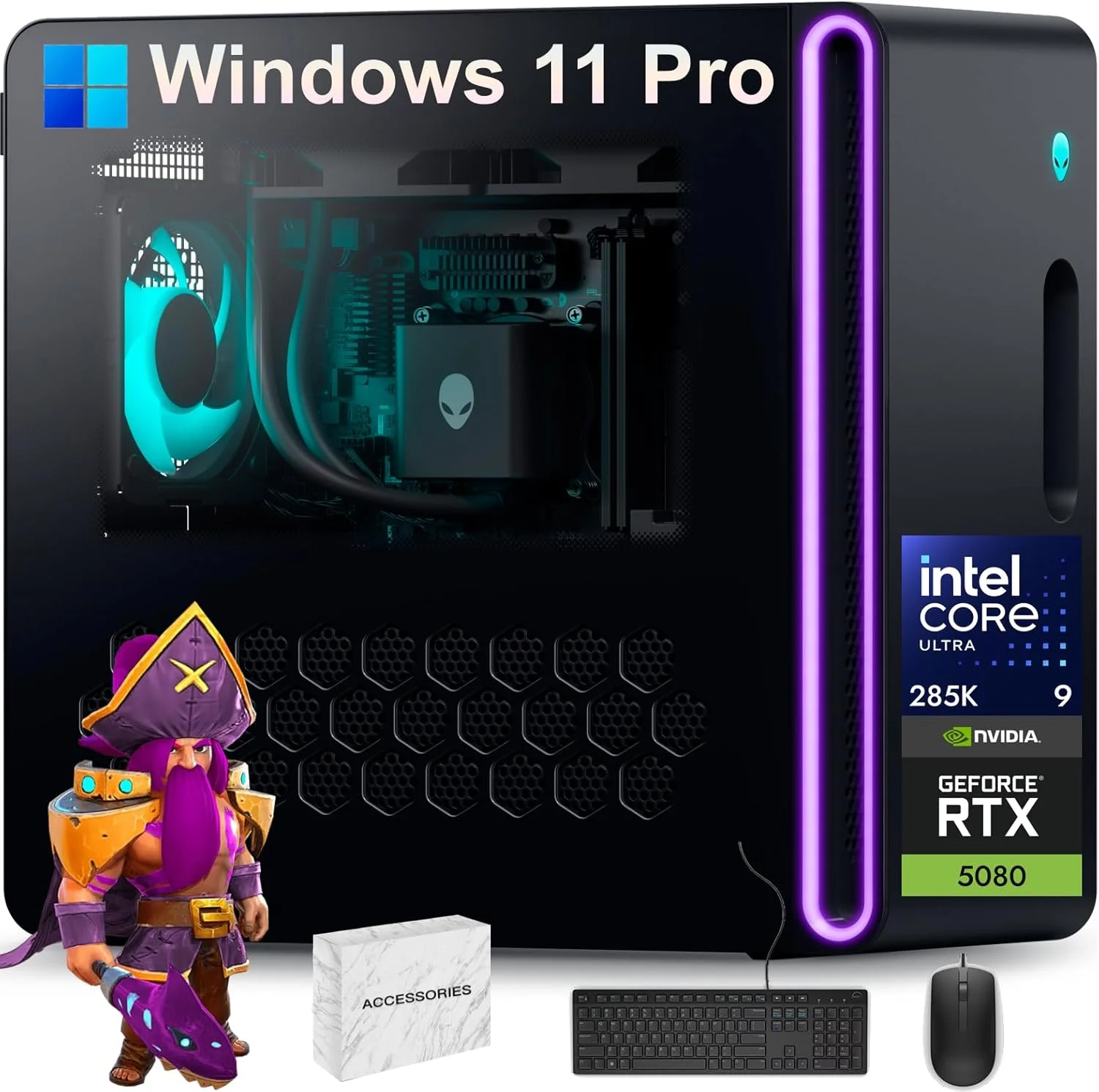 کامپیوتر رومیزی گیمینگ Alienware Dell Aurora R16 - پردازنده 24 هسته ای Intel Ultra 9 285K (تا 5.7 گیگاهرتز)، NVIDIA RTX 5080 با 16 گیگابایت GDDR7، 64 گیگابایت DDR5، 8 ترابایت SSD، 2 ترابایت HDD، ویندوز 11 پرو، همراه با درایو DVD کامپیوتر رومیزی گیمینگ Alienware Dell Aurora R16 - پردازنده 24 هسته ای Intel Ultra 9 285K (تا 5.7 گیگاهرتز)، NVIDIA RTX 5080 با 16 گیگابایت GDDR7، 64 گیگابایت DDR5، 8 ترابایت SSD، 2 ترابایت HDD، ویندوز 11 پرو، همراه با درایو DVD