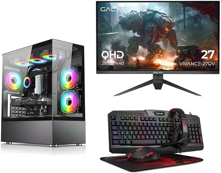 مجموعه کامل کامپیوتر رومیزی مناسب گیمینگ و کاربری عمومی: Core i7 12700F | 16GB RAM | 1TB NVME + 2TB HDD | Windows 11 | WIFI BT