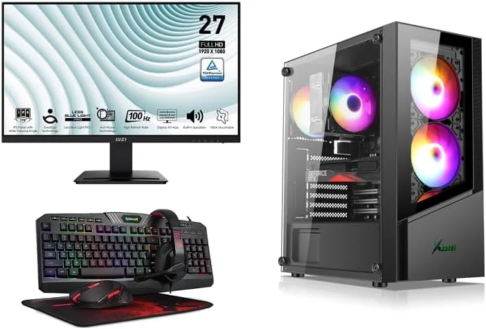 مجموعه کامل کامپیوتر رومیزی اقتصادی برای بازی و کار: پردازنده CORE I5 10400F | انتخاب کارت گرافیک | رم 16 گیگابایت | 512 گیگابایت NVME + 2 ترابایت HDD | ویندوز 11 | وای فای و بلوتوث آماده (CORE I5 10400F + کارت گرافیک GTX 3060 12GB)