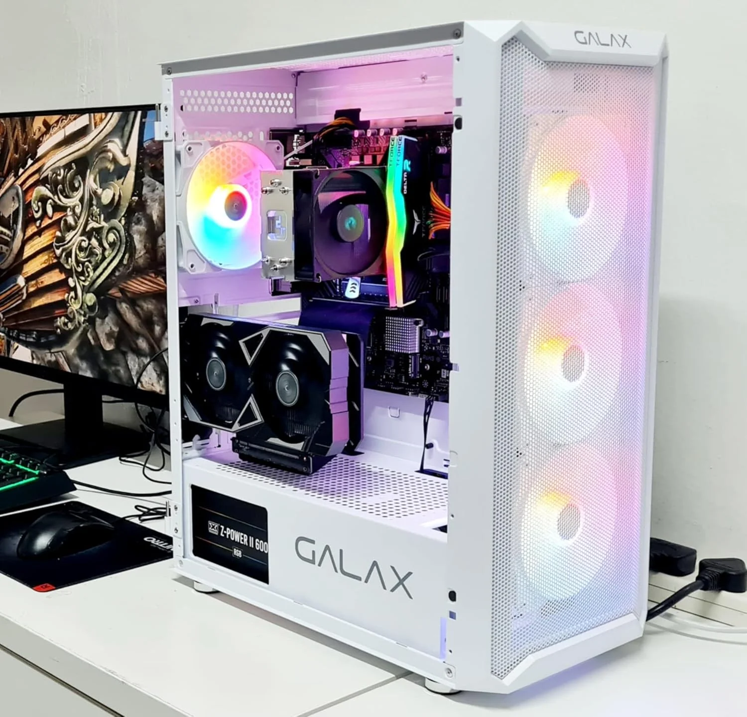 کامپیوتر رومیزی سفید رنگ BLUMENIT مناسب بازی و کاربری عمومی: Corei5 12400F | رم 16 گیگابایت | 1 ترابایت NVME + 2 ترابایت HDD | ویندوز 11 | دارای WIFI و بلوتوث (CORE I5 12400F + RTX 3050 6GB DDR6)