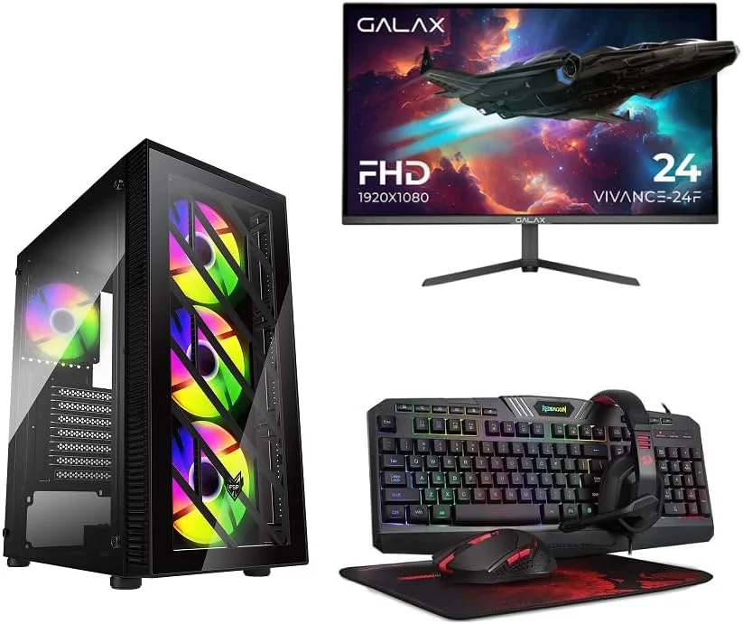 مجموعه اقتصادی کامپیوتر رومیزی مناسب بازی و کاربری عمومی: پردازنده نسل دوازدهم | انتخاب کارت گرافیک | ۱۶ گیگابایت رم | ۱ ترابایت NVME/SATA SSD | ویندوز ۱۱ (پردازنده نسل دوازدهم + RX 7600 8GB)