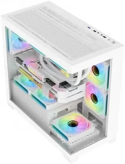 کامپیوتر گیمینگ و ورک استیشن مایع خنک کننده سفید: پردازنده CORE I7 6700 | انتخاب GPU | رم 32 گیگابایتی | NVME/SATA SSD 1 ترابایتی | ویندوز 11 | WIFI BT آماده