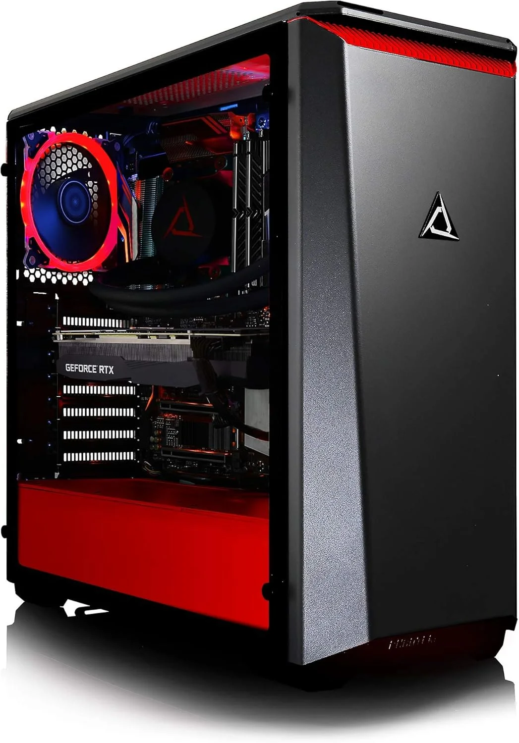 CLX Set - کامپیوتر رومیزی گیمینگ الیت - خنک کننده مایع Intel i9 9900K 3.6GHz (حداکثر توربو 5.0GHz)، Z390 ATX، 16GB DDR4، GeForce RTX 2070 8GB، 960GB SSD+3TB HDD، کیس Mid-Tower مشکی/قرمز با فن های قرمز، Windows 10 Home
