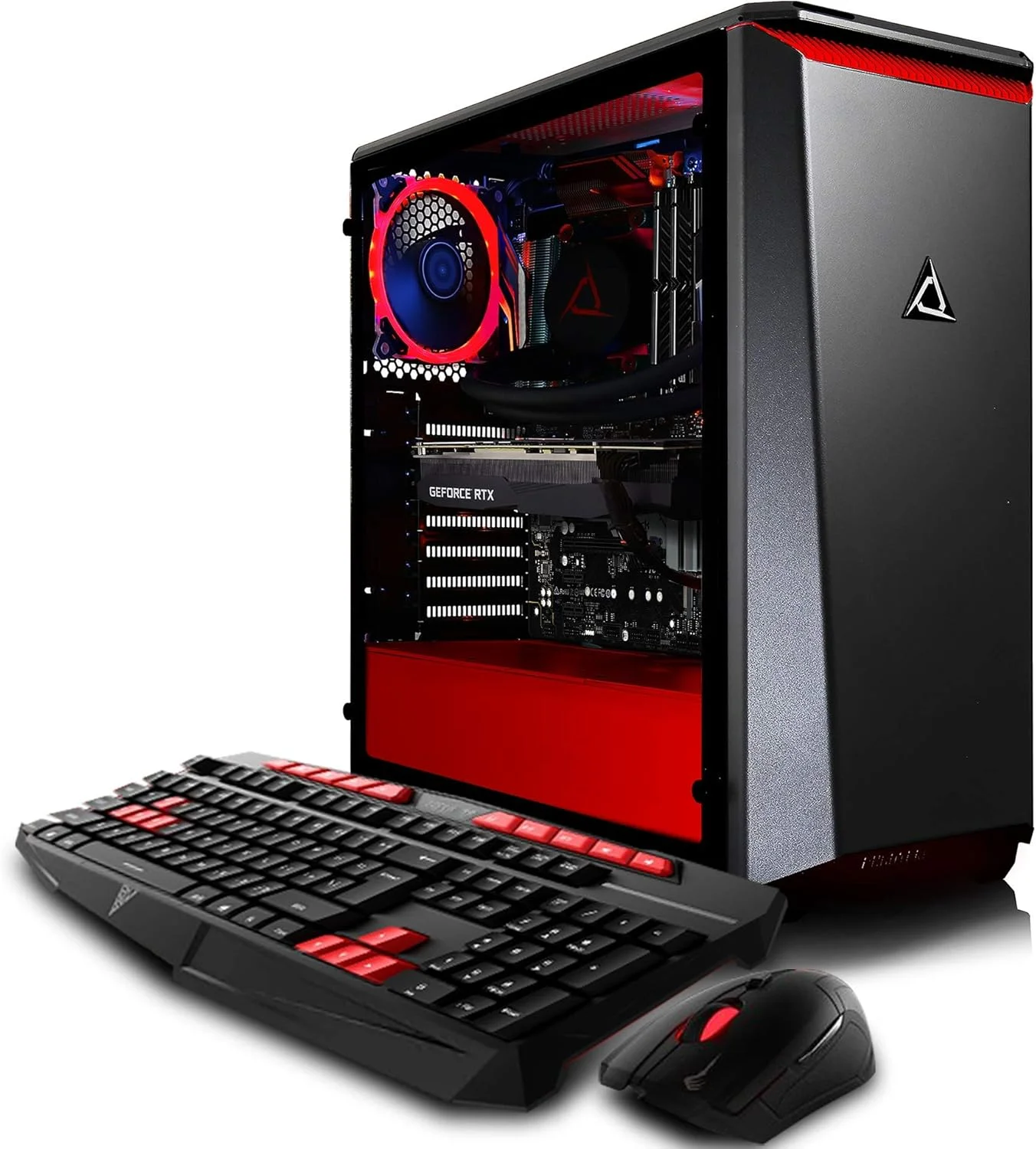 CLX Set - کامپیوتر رومیزی گیمینگ الیت - خنک کننده مایع Intel i9 9900K 3.6GHz (حداکثر توربو 5.0GHz)، Z390 ATX، 16GB DDR4، GeForce RTX 2070 8GB، 960GB SSD+3TB HDD، کیس Mid-Tower مشکی/قرمز با فن های قرمز، Windows 10 Home