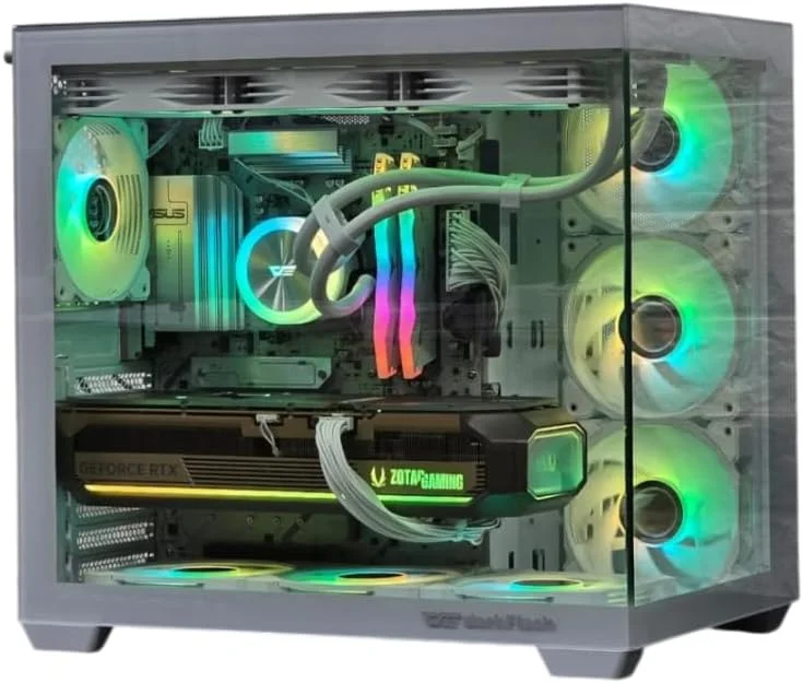 کامپیوتر رومیزی گیمینگ | AMD Ryzen 7 9800X3D RTX 5080 16GB | رم 32GB DDR5 6000MHz | حافظه SSD NVMe 1TB | خنک کننده مایع 360mm | ویندوز 11 پرو