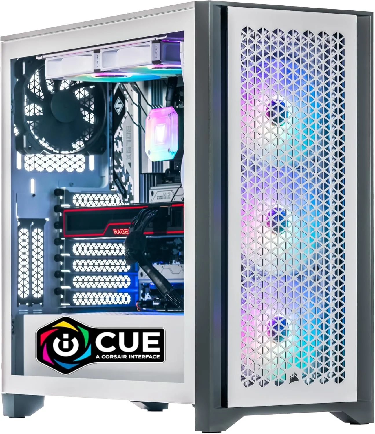 کامپیوتر رومیزی گیمینگ سفارشی Velztorm iCUE Certified White Armix (پردازنده AMD Ryzen 9 7900X، کارت گرافیک Radeon RX 9070 XT، رم 32 گیگابایت DDR5، حافظه 2 ترابایت PCIe SSD، فن های RGB، خنک کننده مایع 240 میلی متری، منبع تغذیه 1000 وات، WiFi 6E، بلوتوث 5.2، ویندوز 11 هوم)