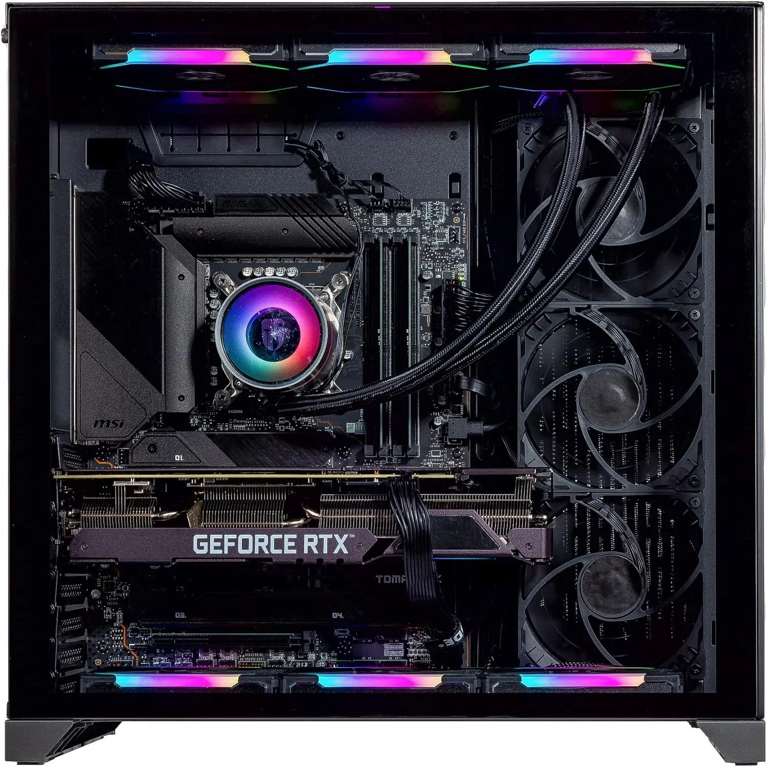 کامپیوتر رومیزی گیمینگ Velztorm Orix (پردازنده Intel i9-12900K، کارت گرافیک GeForce RTX 5070، رم 32 گیگابایت DDR5، حافظه SSD 2 ترابایت PCIe، خنک کننده مایع 360mm AIO، منبع تغذیه 850W، وای فای 6E، بلوتوث 5.2، RJ-45، 1 پورت Display، HDMI، ویندوز 11 پرو)