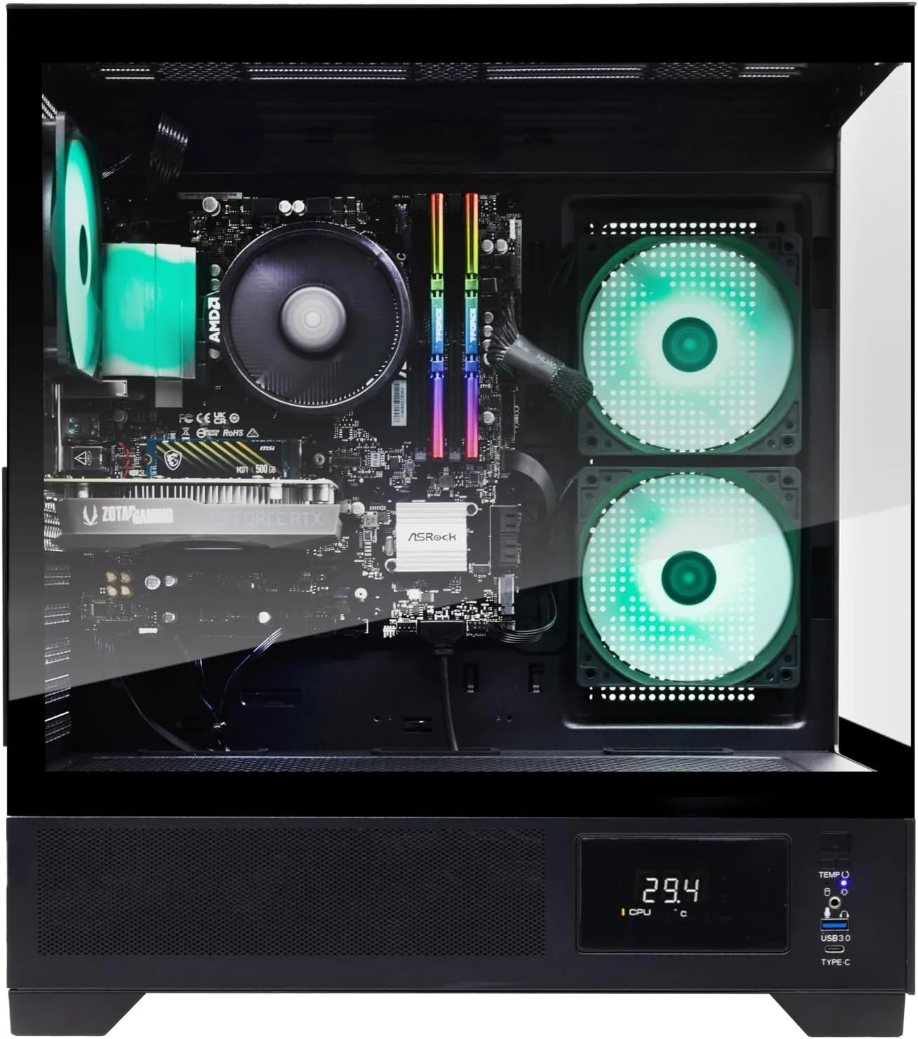 کامپیوتر رومیزی مخصوص بازی ZOTAC MEK با قابلیت‌های پیشرفته هوش مصنوعی - NVIDIA GeForce RTX 3050، AMD Ryzen 5 5500 4.2GHz، 16GB DDR4، 500GB NVME M.2 SSD، منبع تغذیه 650W 80+ Gold، WiFi 6E، Windows 11 Home