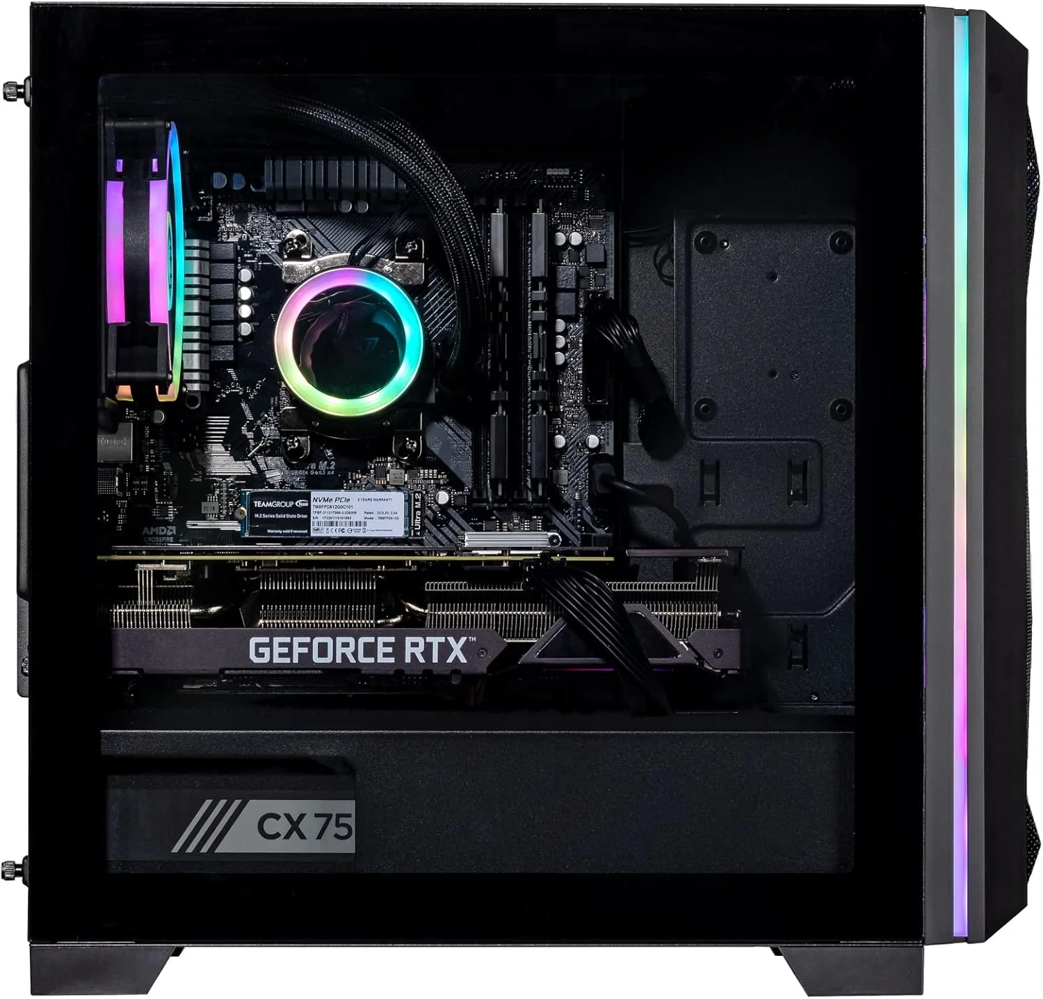 کامپیوتر رومیزی گیمینگ سفارشی Velztorm Mini Pilum (AMD Ryzen 7 5700X، GeForce RTX 5060، رم 32 گیگابایتی DDR4، اس اس دی 1 ترابایتی PCIe + هارد دیسک 1 ترابایتی، AIO 120 میلی‌متری، منبع تغذیه 750 واتی، WiFi 4، RJ-45، HDMI، ویندوز 11 هوم)