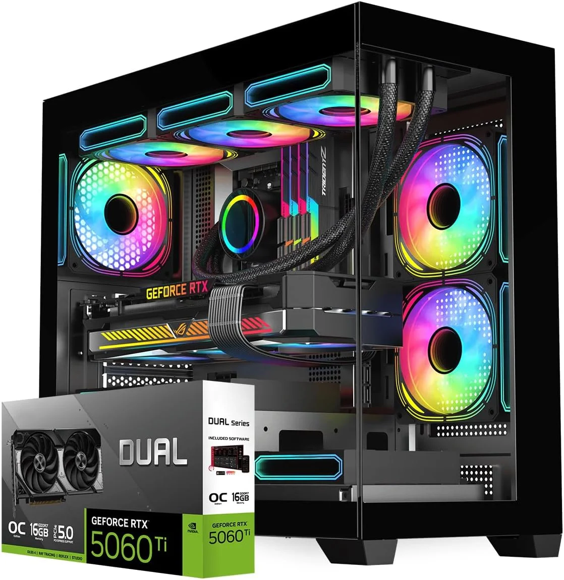 کامپیوتر گیمینگ First Wave AeroRift – پردازنده Intel Core Ultra 7-265KF، گرافیک 16GB RTX 5060 Ti، رم 64GB DDR5 RGB، حافظه SSD 2TB (1TB NVMe + 1TB SATA)، WiFi، خنک کننده ARGB، ویندوز 11 پرو