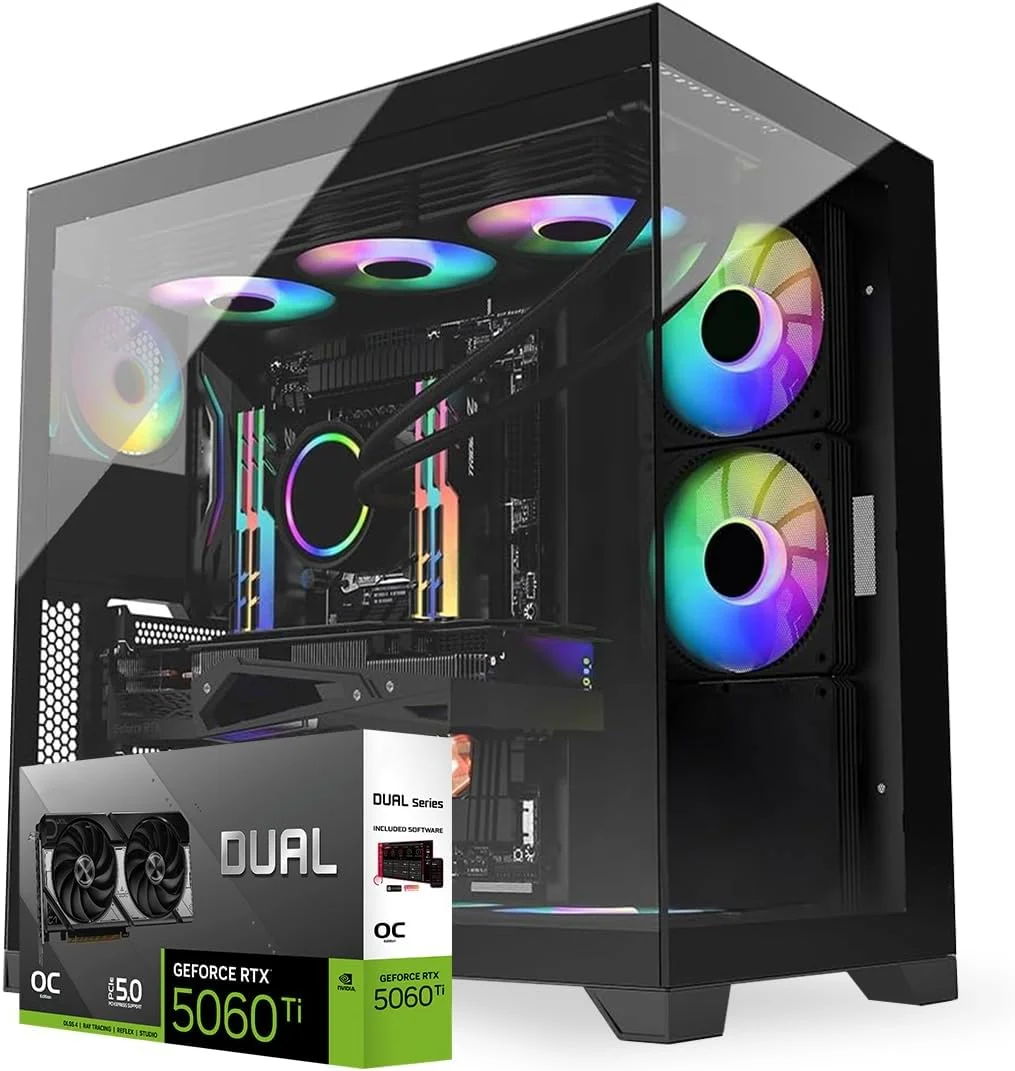 کامپیوتر گیمینگ فرست ویو CryoSpire – پردازنده Intel Core Ultra 7-265KF، کارت گرافیک 8GB RTX 5060 Ti، رم 16GB DDR5 RGB، حافظه 1TB NVMe SSD، وای فای، خنک کننده ARGB، ویندوز 11 پرو، دسکتاپ با عملکرد بالا