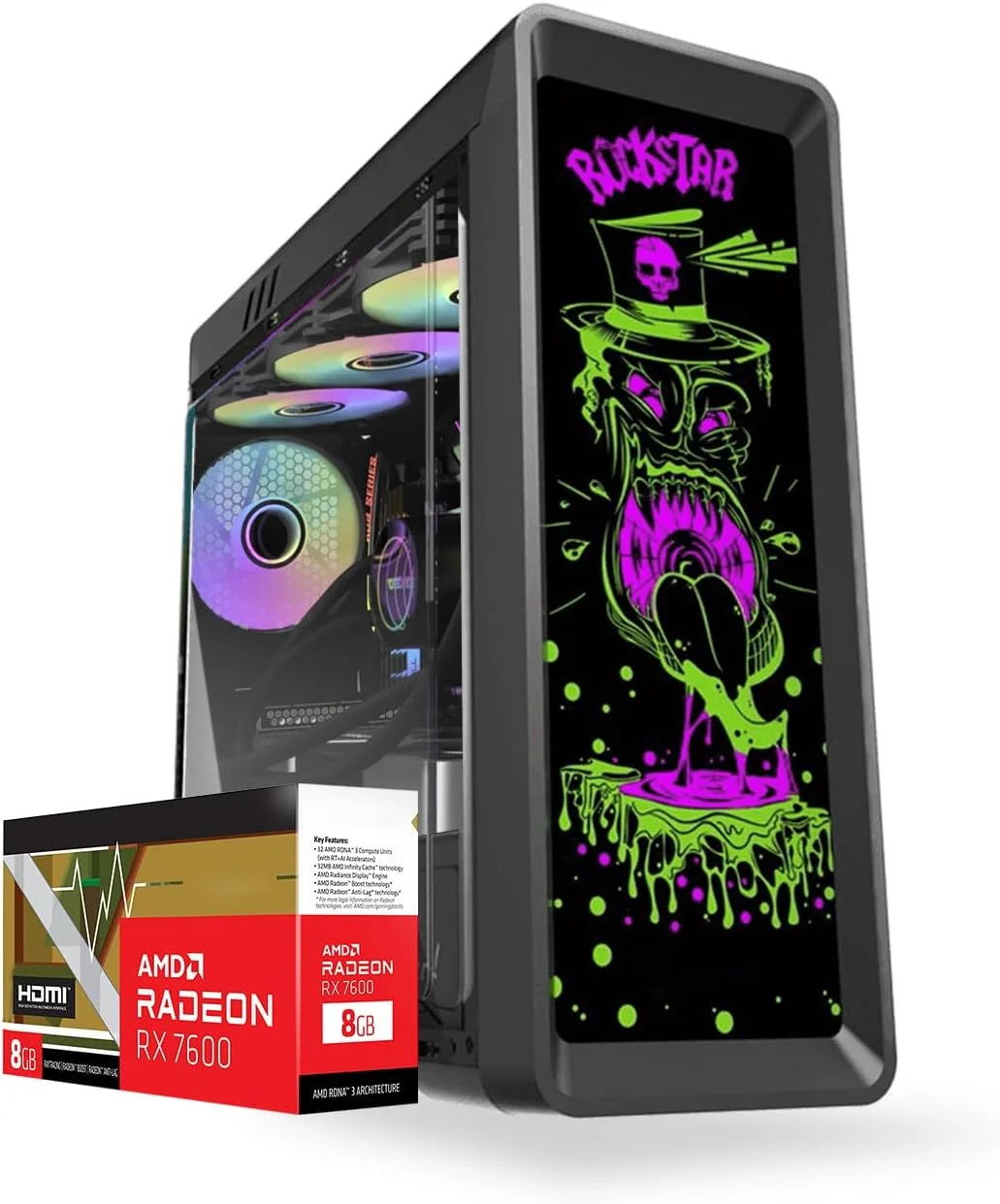 کامپیوتر گیمینگ فرست ویو فراست تایتان – AMD Ryzen 5-7600، گرافیک 8GB Radeon RX 7600 GDDR6 OC، رم 16GB DDR5 RGB، حافظه 1TB NVMe SSD، وای فای، خنک کننده ARGB، ویندوز 11 پرو، دسکتاپ با عملکرد بالا