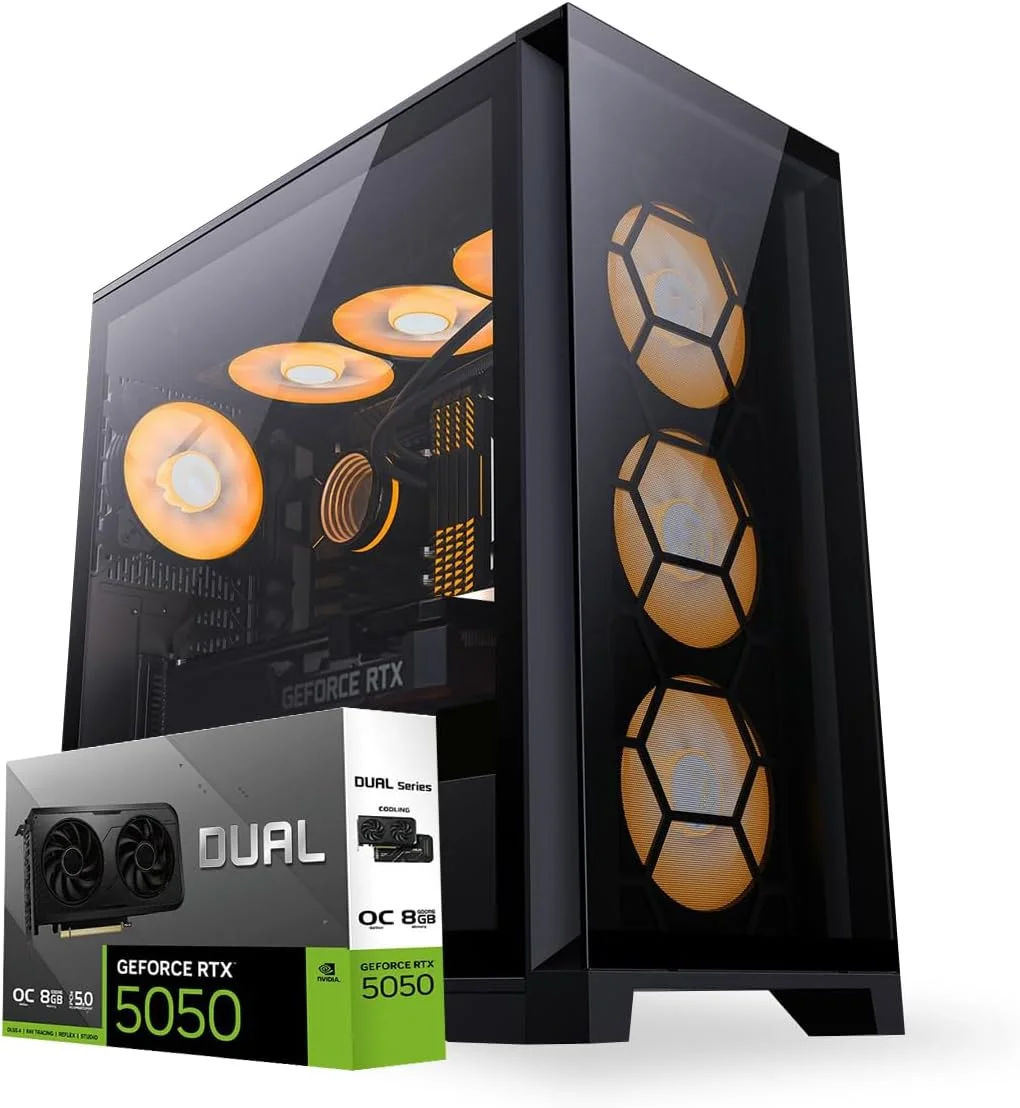 کامپیوتر گیمینگ فرست ویو آیرون لیف – پردازنده Intel Core Ultra 5 225F، کارت گرافیک 8GB RTX 5050، رم 16GB DDR5 RGB، حافظه 2TB SSD (1TB NVMe + 1TB SATA)، WiFi، خنک کننده ARGB، ویندوز 11 پرو