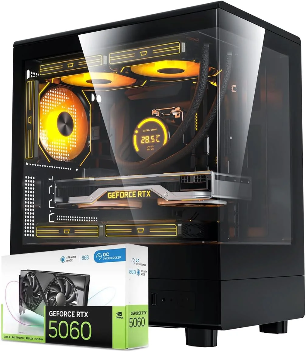 کامپیوتر گیمینگ فرست ویو PolarStream – AMD Ryzen 5-7600، گرافیک 8GB RTX 5060، رم 64GB DDR5 RGB، حافظه 2TB SSD (1TB NVMe + 1TB SATA)، WiFi، خنک کننده ARGB، ویندوز 11 پرو، دسکتاپ با عملکرد بالا