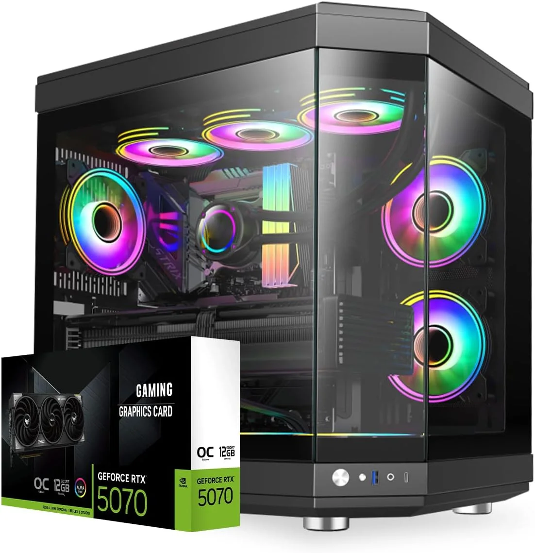 کامپیوتر گیمینگ فرست ویو PhantomForce – پردازنده Intel Core Ultra 9-285K، کارت گرافیک 12GB RTX 5070، رم 16GB DDR5 RGB، حافظه 1TB NVMe SSD، وای فای، خنک کننده ARGB، ویندوز 11 پرو، دسکتاپ با عملکرد بالا