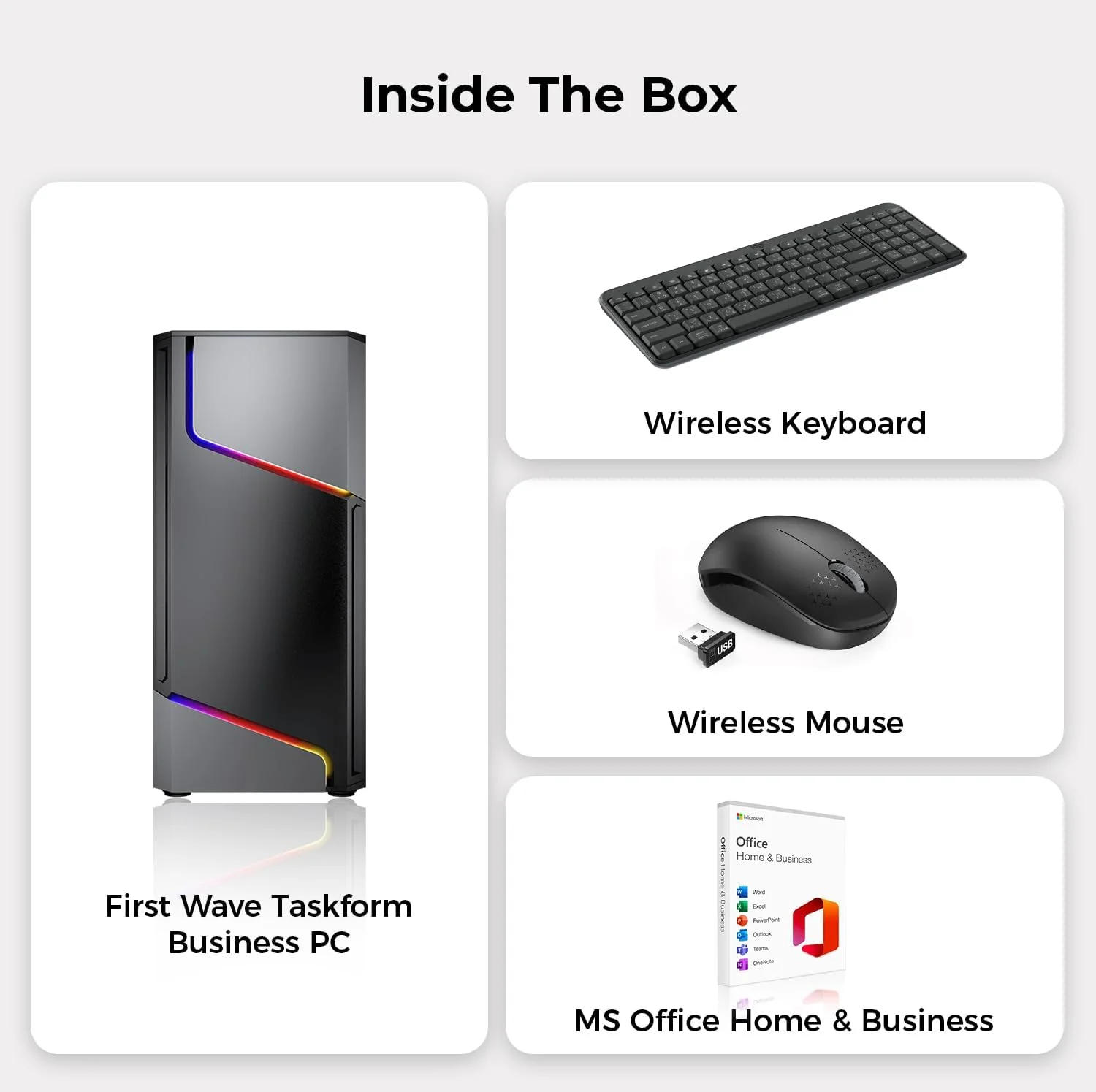 کامپیوتر رومیزی تجاری فرست ویو Taskform - نسل دوازدهم Intel i5-12400، رم 16 گیگابایتی DDR5، حافظه اس اس دی 1 ترابایتی NVMe، وای فای، ویندوز 11 پرو، شامل آخرین نسخه MS Office Home & Business، کیبورد و ماوس