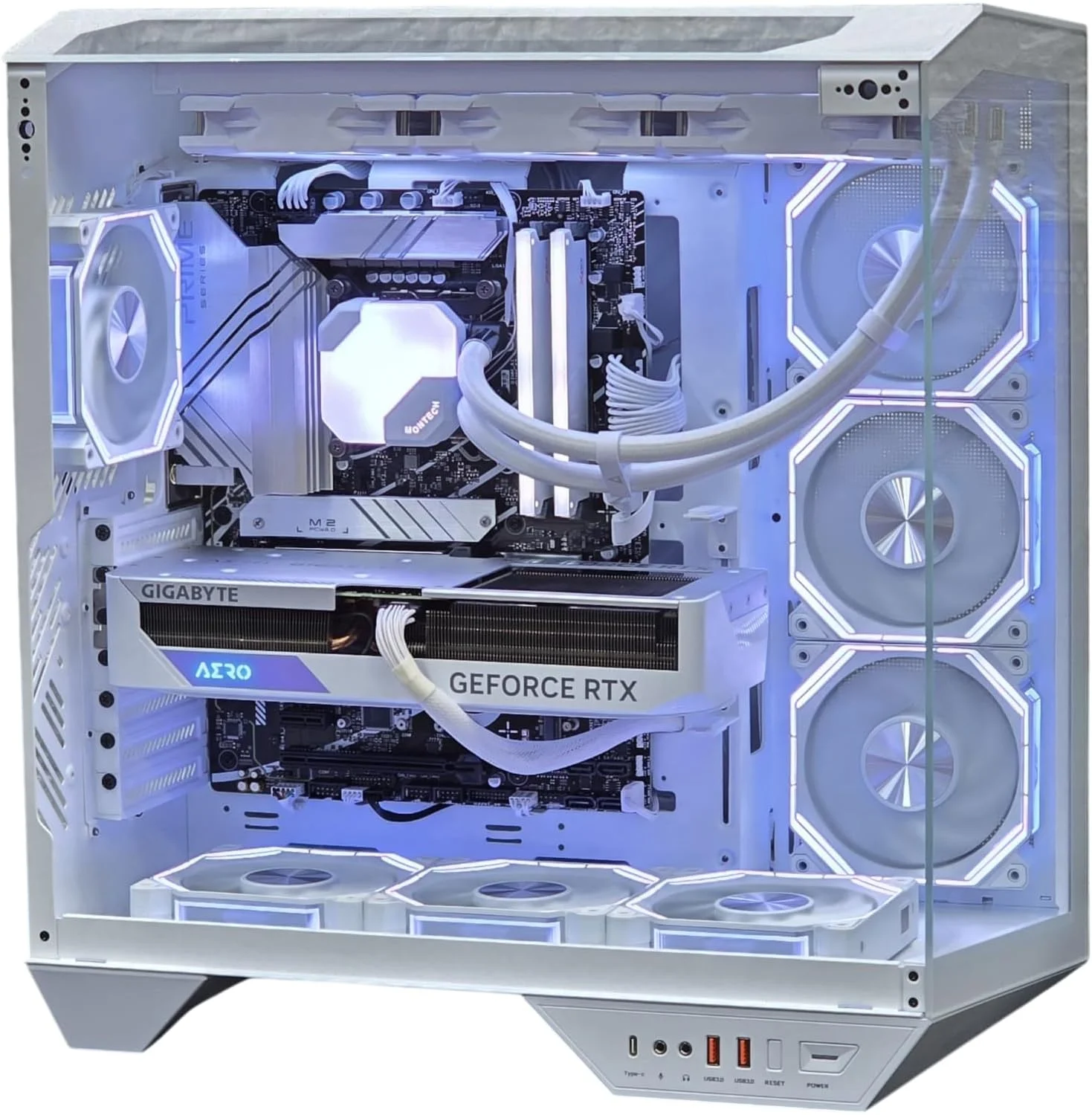 کامپیوتر گیمینگ رومیزی، پردازنده Core i9-14900KF، کارت گرافیک RTX 5070 Ti 16GB، رم 64GB DDR5، حافظه SSD NVMe 2TB، خنک کننده مایع 360mm، ویندوز 11 پرو