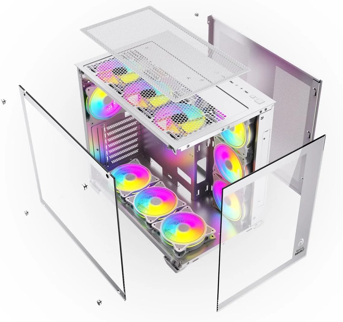 باندل کامپیوتر گیمینگ Game Sekret، پردازنده Intel i5 نسل 12، کارت گرافیک Nvidia Geforce RTX 4060 با 8GB حافظه، 16GB رم DDR4، 1TB NVME SSD، کامپیوتر رومیزی گیمینگ (سفید) (ارتقا یافته)