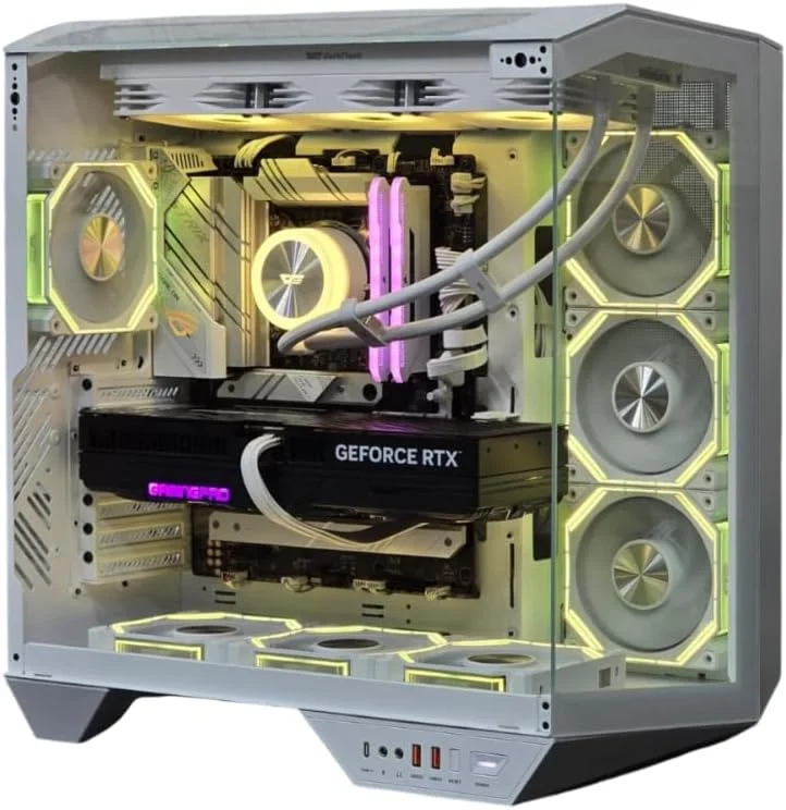 کامپیوتر رومیزی گیمینگ - پردازنده Core i7-14700KF، کارت گرافیک RTX 5060TI با 16 گیگابایت حافظه، 32 گیگابایت رم، 1 ترابایت NVMe SSD، آماده واقعیت مجازی، ویندوز 11 پرو، RGB، عملکرد بالا برای بازی های AAA، استریم و ویرایش (I7 14700K RTX 5060 TI 16GB)