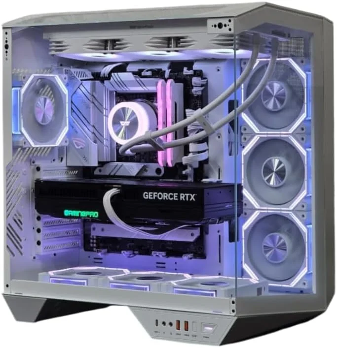 کامپیوتر رومیزی گیمینگ - پردازنده Core i7-14700KF، کارت گرافیک RTX 5060TI با 16 گیگابایت حافظه، 32 گیگابایت رم، 1 ترابایت NVMe SSD، آماده واقعیت مجازی، ویندوز 11 پرو، RGB، عملکرد بالا برای بازی های AAA، استریم و ویرایش (I7 14700K RTX 5060 TI 16GB)