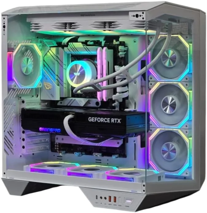 کامپیوتر رومیزی گیمینگ - پردازنده Core i7-14700KF، کارت گرافیک RTX 5060TI با 16 گیگابایت حافظه، 32 گیگابایت رم، 1 ترابایت NVMe SSD، آماده واقعیت مجازی، ویندوز 11 پرو، RGB، عملکرد بالا برای بازی های AAA، استریم و ویرایش (I7 14700K RTX 5060 TI 16GB)