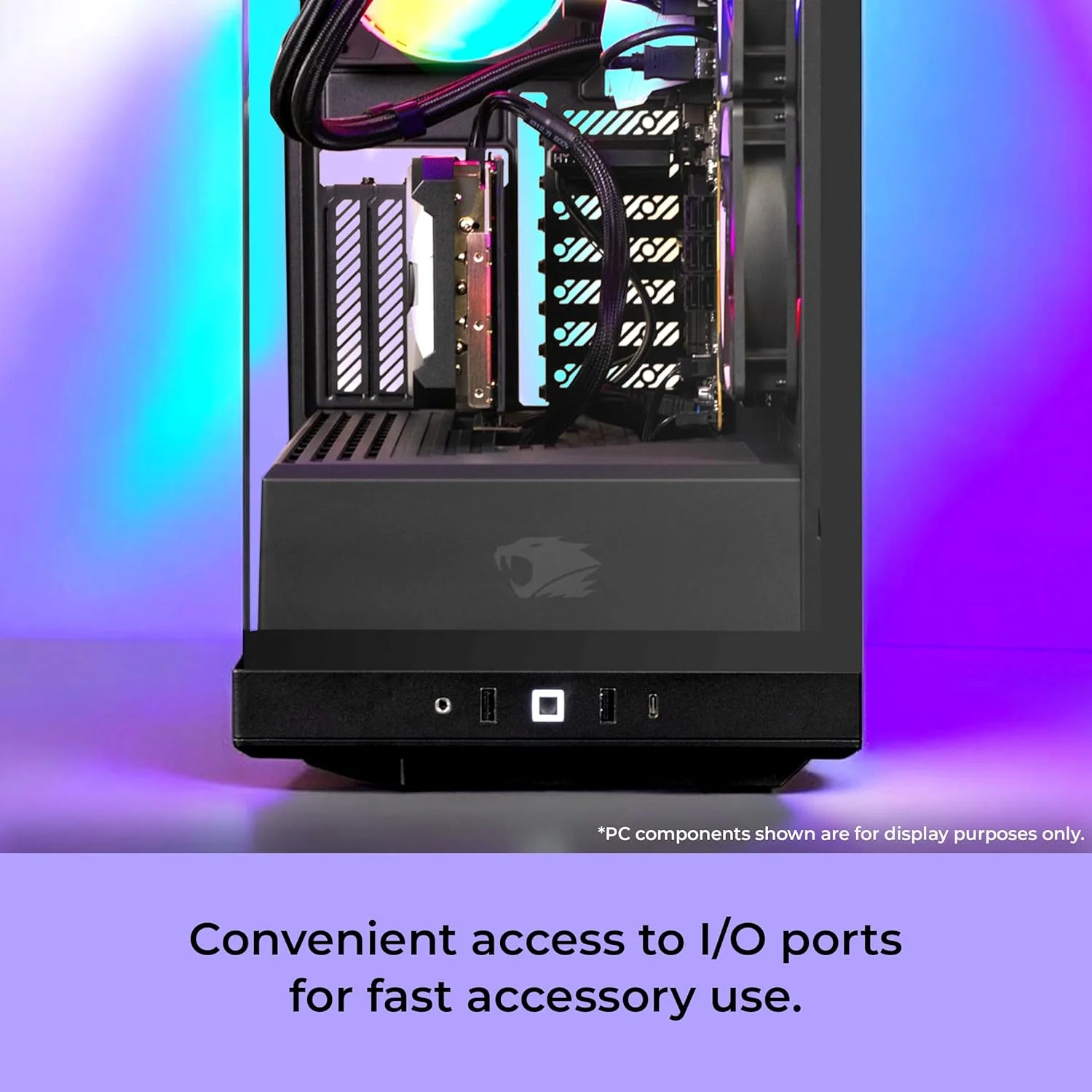 کامپیوتر گیمینگ رومیزی مشکی iBUYPOWER Y40 PRO، پردازنده AMD Ryzen 9 7900X، کارت گرافیک NVIDIA GeForce RTX 5070Ti 16GB، رم 32GB DDR5 RGB 5200MHz، حافظه SSD NVMe 2TB، ویندوز 11 هوم، کیبورد، ماوس - Y40BA9N57T01