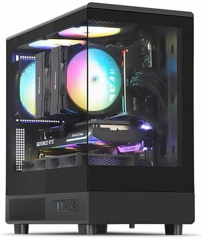 کیس کامپیوتر گیمینگ و ورک استیشن اقتصادی Micro View سفید/مشکی: پردازنده CORE i7 | انتخاب کارت گرافیک | 16 گیگابایت رم | 1 ترابایت SSD NMVE/SATA | ویندوز 10 | دارای WIFI و بلوتوث (CORE I7 + RX 580 8GB GRAPHICS)