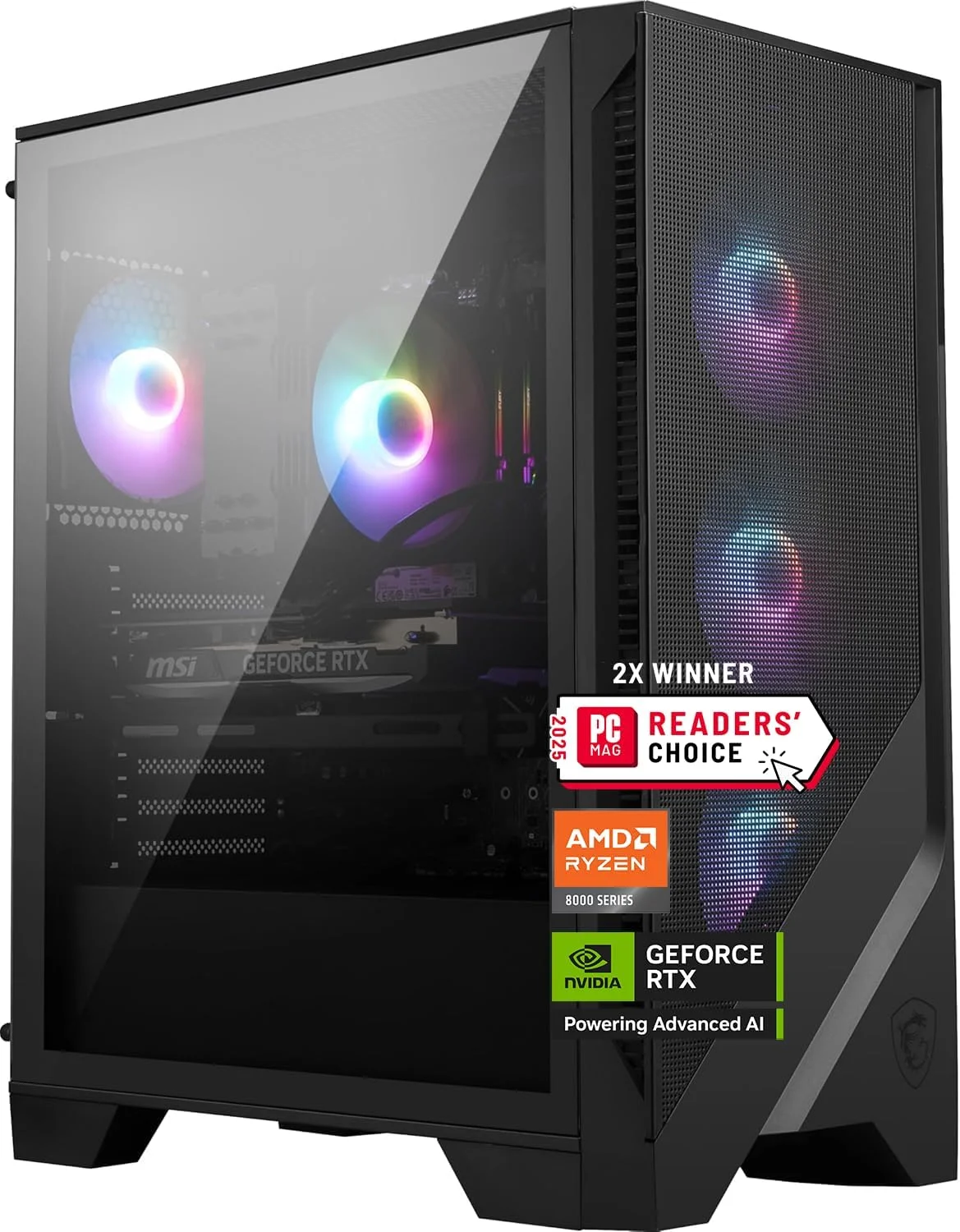 کامپیوتر رومیزی گیمینگ MSI Codex Z2: پردازنده AMD R7-8700F، کارت گرافیک GeForce RTX 5070، حافظه رم 32 گیگابایت DDR5، حافظه اس اس دی 2 ترابایت m.2 NVMe، پورت USB Type-C، آماده واقعیت مجازی، ویندوز 11 هوم: A8NVP-436US