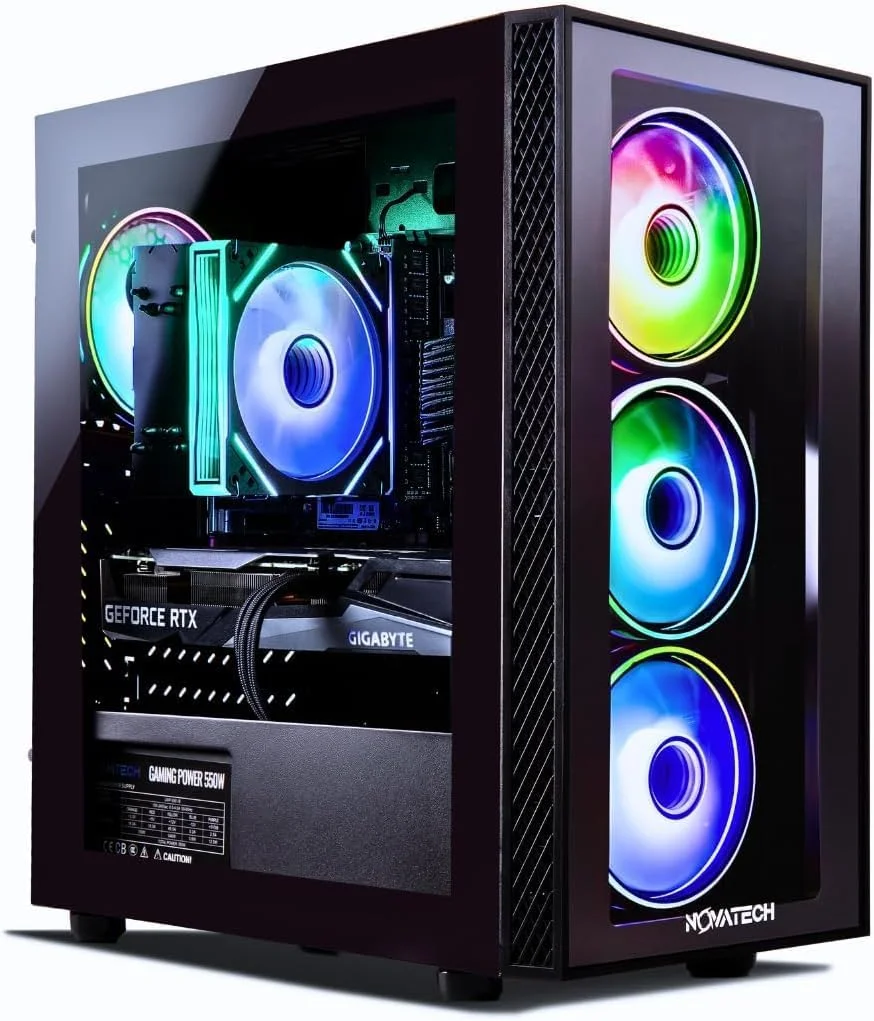 کامپیوتر گیمینگ از پیش ساخته شده نوواتک Titan Pro - RTX 5060 - Ryzen 5-4.2GHz - رم 32GB - SSD 1TB M.2 WiFi/BT، ویندوز 11 - کیس کامپیوتر گیمینگ - کامپیوتر گیمینگ از پیش ساخته شده