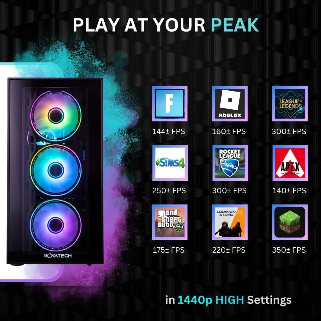 کامپیوتر گیمینگ از پیش ساخته شده نوواتک Titan Pro - RTX 5060 - Ryzen 5-4.2GHz - رم 32GB - SSD 1TB M.2 WiFi/BT، ویندوز 11 - کیس کامپیوتر گیمینگ - کامپیوتر گیمینگ از پیش ساخته شده