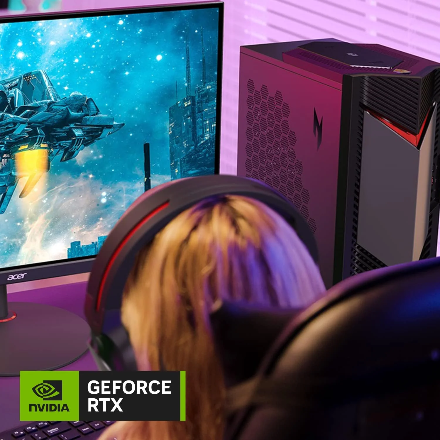 کامپیوتر گیمینگ ایسر Nitro 50 N50-656-UR16 | پردازنده 20 هسته ای Intel Core i7-14700F | کارت گرافیک NVIDIA GeForce RTX 4060 | رم 16 گیگابایت DDR5 5600MHz | حافظه SSD 1 ترابایت PCIe Gen 4 | Intel Wi-Fi 6E AX211 | ویندوز 11 هوم